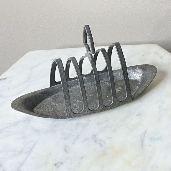 Vintage Pewter Craftsman Gothic Hammered Toast Rack Holder 1930s - Picture 1 of 4